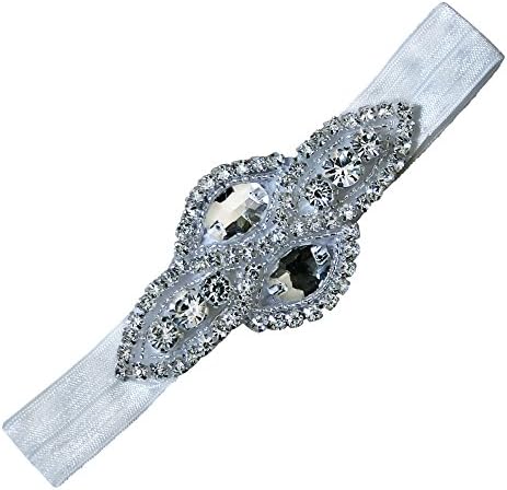 Christening Baptism Baby Rhinestone Headband Baby Princess Headband Baby Arrival Gift Hospital Headband (3-6 months, White)