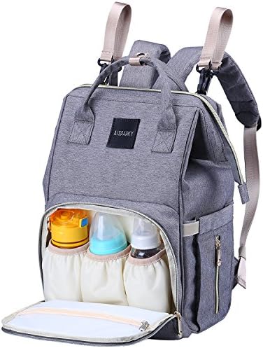 Diaper Bag Backpack Multifunction Travel Backpack Maternity Baby Nappy Changing Bags for Mom/Dad with Baby Care,Large Capacity,Waterproof,Stroller Straps and Stylish,Grey