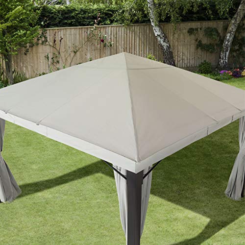 TOOLPORT Gartenpavillon 4x4 m ALU Premium ca. 220g/m² Dachplane wasserdicht Pavillon 4 Seitenteile Gartenzelt hellgrau ca. 9x9cm Profil – Bild 5