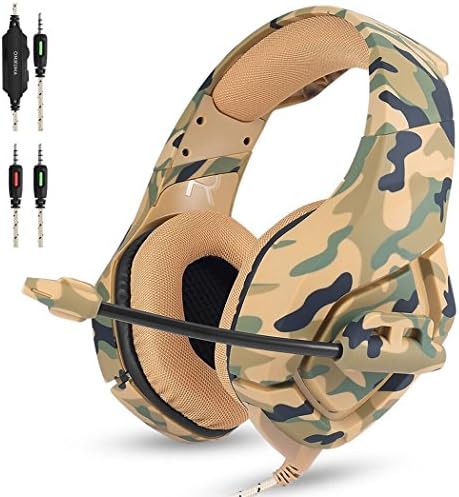 Universal Headset,Professional Stereo Gaming Headset with Mic and Volume Control Noise Isolation for PS4 PC MAC Laptop Xbox One & Smart Phones (Camouflage)