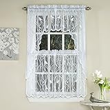 Songbird Lace Kitchen Tier Curtain Pair, 56W x 36L, White