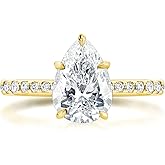 Bo.Dream Yellow Gold Plated Silver Oval/Pear/Cushion/Princess Cut Cubic Zirconia Engagement Rings