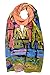 Luxurious 100% Charmeuse Silk World Famous Oil Painting Collection Long Scarf Shawl with Hand Rolled Edge, Wassily Kandinsky's