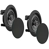 Pyle Ceiling Wall Mount Speakers - 5.25” Pair of 2-Way Midbass Woofer Speaker 1'' Polymer Dome Tweeter Flush Design w/ 80Hz - 20kHz Frequency Response & 150 Watts Peak Easy Installation - PDIC51RDBK