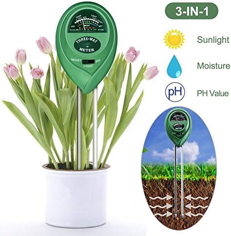 Mendada Soil pH Meter,3-in-1 Soil Test Kit For Moisture, Light &amp; pH- Great for Garden, Lawn, Indoor &amp; Outdoor, High Accurate &amp; Easy Read Indicator (No Battery needed)