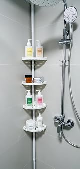 Grand Dicken Bathroom Space Saver Shelves Corner Shelf White Metal Pole 4 view 4