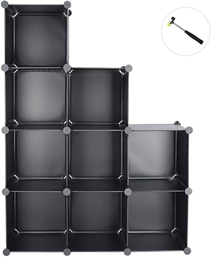 Amazon Amazonブランド Umi ウミ 収納棚 組み立て式 本棚 整理棚 ワードローブ 収納ラック 小物 おもちゃ 衣類収納 収納ボックス 9ボックス入り 1個幅30 奥行30 高30 ブラック 日本語取扱説明書付き ワードローブ オンライン通販