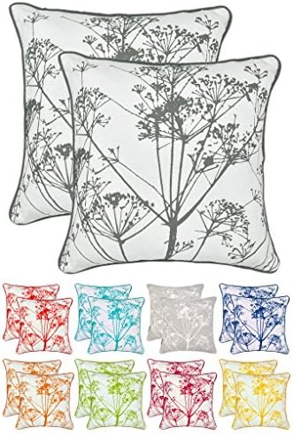 Throw Pillows For Couch 2 Piece Set of 16 x 16 Inches Winter Bush Printed Cushion Case Made of 100% Cotton Fabric (2, Grey)