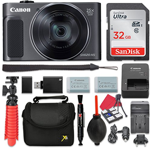 Canon-PowerShot-SX620-HS-Digital-Camera-Black-25x-Optical-Zoom-32GB-SD-Spare-Battery-Complete-Accessory-Bundle