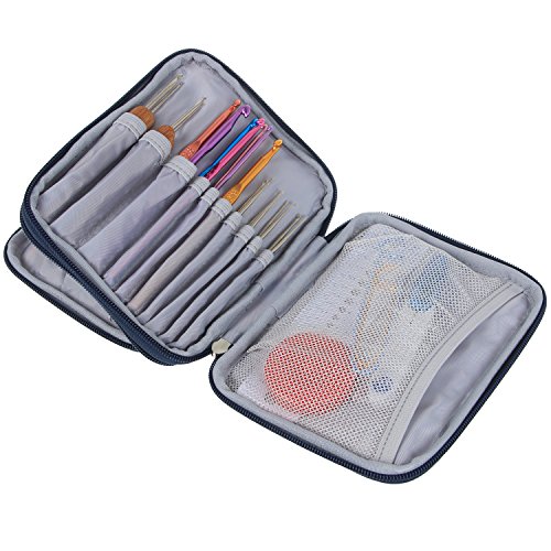 Teamoy Crochet Hook Case Empty, Crochet Hook Organizer with Multiple