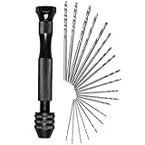 SUMAJU 21 Pcs Twist Drill Bit Set,Mini Micro Hand Drill Bit Set Rotary Tools Precision Pin Vise Great for Models and Hobby