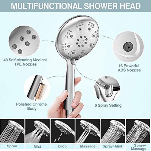 ADOVEL Shower Water Filter System, with 6 Modes Handheld Shower Head