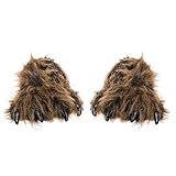 Wishpets Grizzly Bear Paw Slippers w/ Black Claws (Brown, Large)