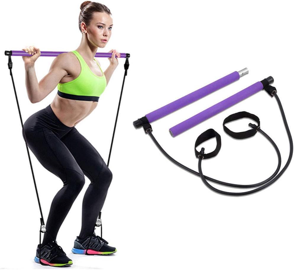 Enpato Pilates Bar Kit Yoga Exercise Bar with Resistance Band Yoga