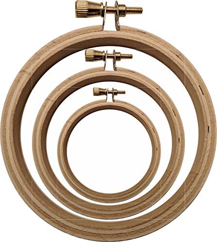 DIY Arts and Crafts Wooden 6 Piece Round Embroidery, Cross Stitch or Quilting Hoop Set - A Small Teaching Set for Kids That Includes 2 of Each Size - 3 inch, 4 inch and 5 inch