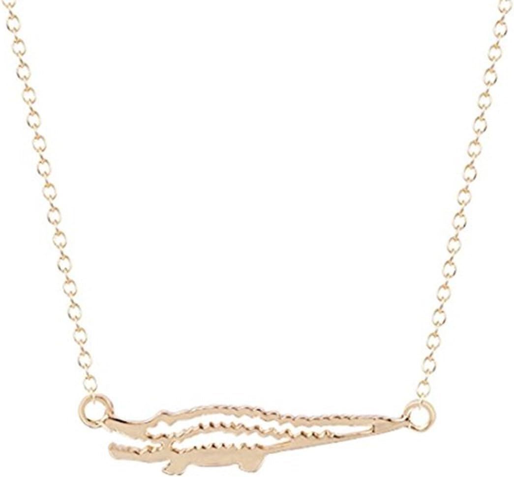 GYKMDF Silver or Gold Alligator Necklace,Crocodile Pendant,Animal Necklace,kids jewelry