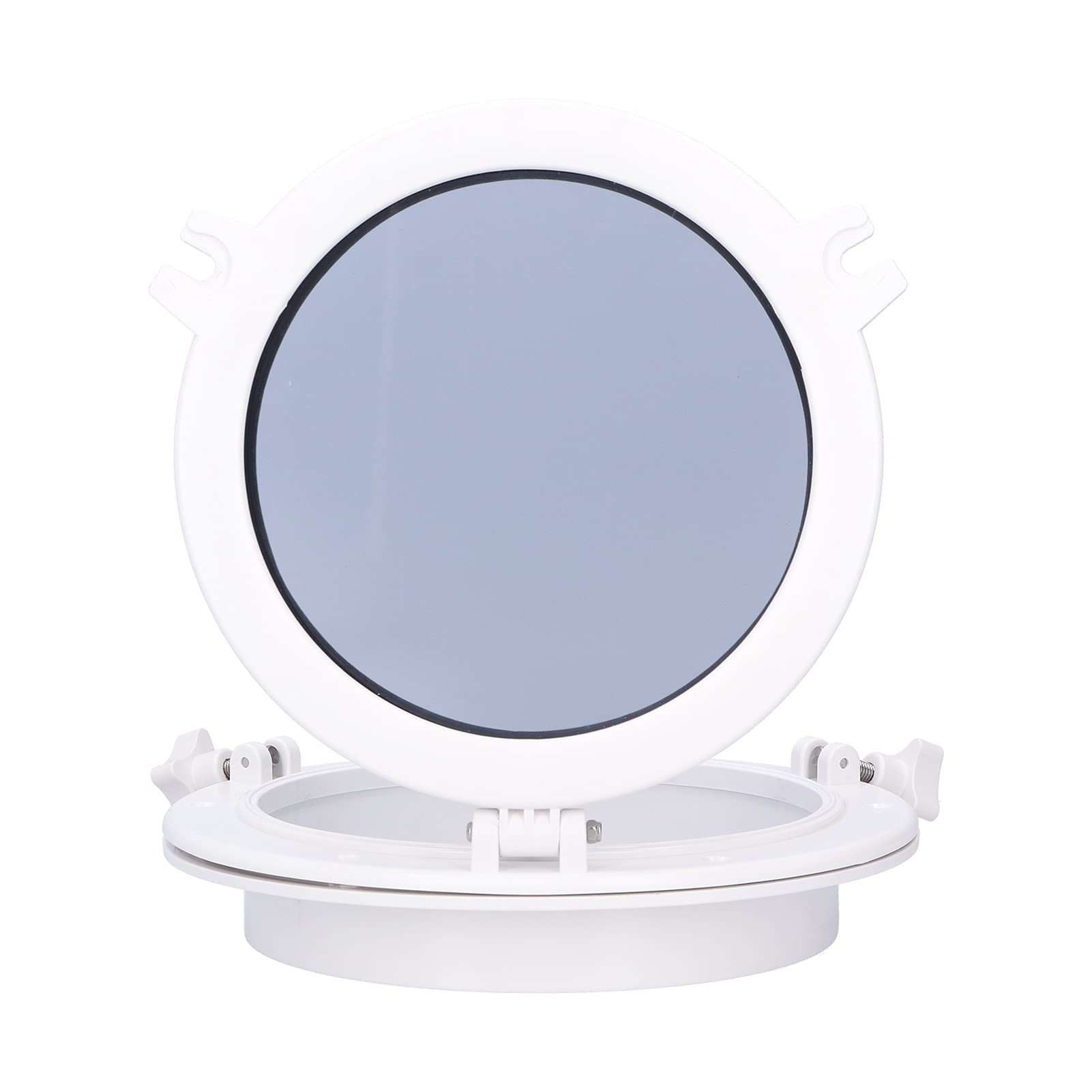 10in Round Portlight Porthole Tempered Glass Opening Window With White ABS Plastic Trim Port Hole for Marine Boat Yacht RV White