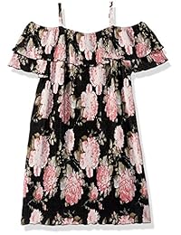 Amy Byer Big Impresión Apagado Hombro de las niñas Crinkle vestido con corpiño Collar