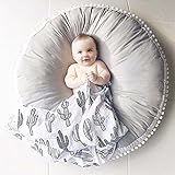Pueri Baby Play Mat Pure Cotton Woolen Pueri Round Rug Kids' Room Rug Pure Cotton Baby Play Mat Thickened Crawling Mat Carpet Children's Room Decoration Air-Conditioned Rug Collection Area Rug(Gray)