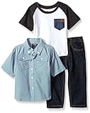 American Hawk Baby Boys Short Sleeve Shirt, T-Shirt and Pant Set (More Styles)