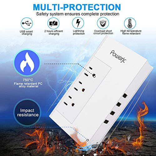 Travel Voltage Converter Adapter 1875W Step Down 220V to 110V with 4 Smart USB Charging Ports Inner Cooling Design without Any Noise,Powerjc White - Thumbnail 4