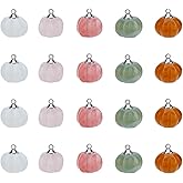 SUPERFINDINGS 20Pcs 5 Styles Pumpkin Natural Stone Dangle Charms with Platinum Plated Brass Loops Crystal Stone Pendants Pumpkin Charms for Bracelet necklaces Earrings DIY Jewelry Making Accessories