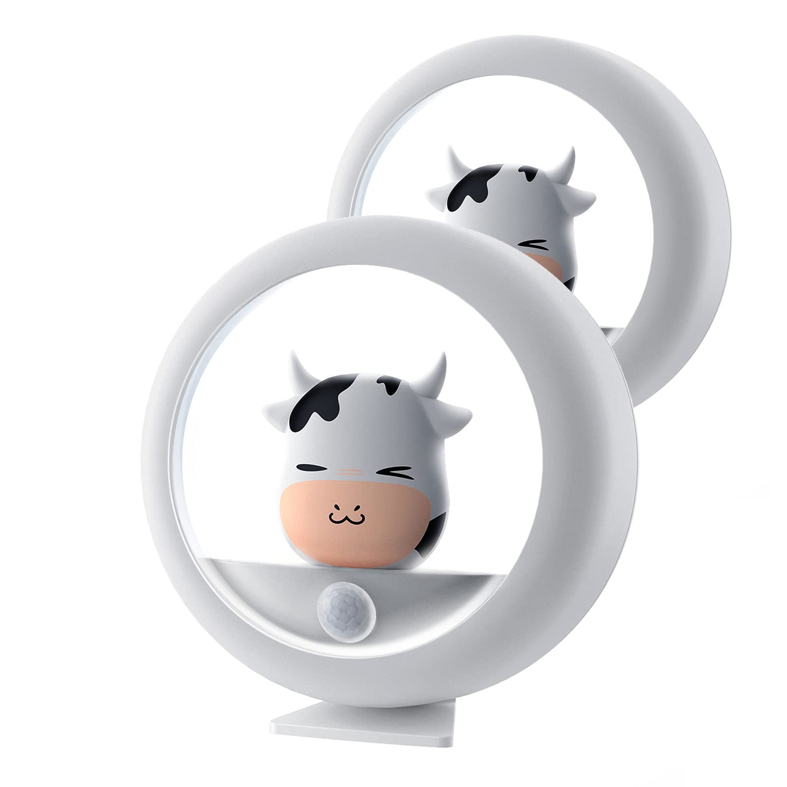 AIMILAR Motion Sensor Toilet Night Light, Rechargeable USB Bathroom Night Light for Kids & Baby, Magnetic Portable LED Nursery Light, 2 Pack (Cow Design)