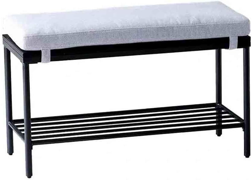 Amazon Com Ycsd Entryway Shoe Rack Bench Storage Shoe Bench Removable Fabric Upholstered Wrought Iron Frame With Black Finish Size 60 30 45cm Furniture Decor