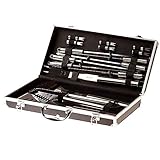 16 Piece Pc BBQ Grilling Accessories Set - BBQ Grill Brush Tongs Spatula Fork Skewers Corn Cob Holders - Heavy Duty Stainless Steel Barbecue Grill Tools Great BBQ Gift Set