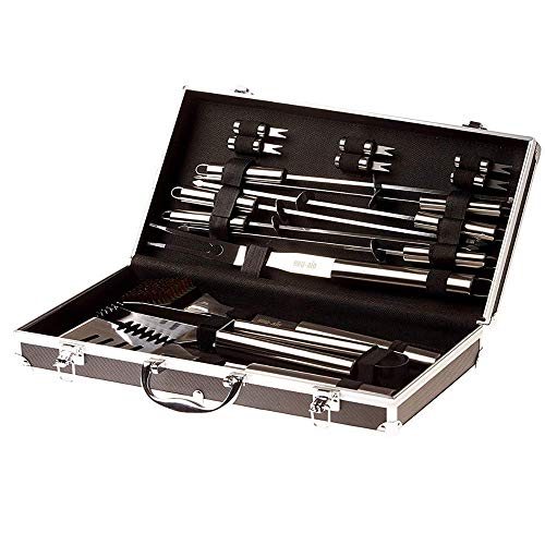 16 Piece Pc BBQ Grilling Accessories Set - BBQ Grill Brush Tongs Spatula Fork Skewers Corn Cob Holders - Heavy Duty Stainless Steel Barbecue Grill Tools Great BBQ Gift Set