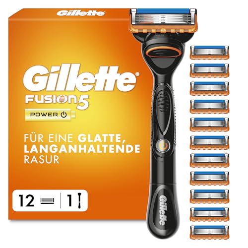 Gillette Fusion 5 Power Rasierer Herren, Nassrasierer, Metall, Schwarz