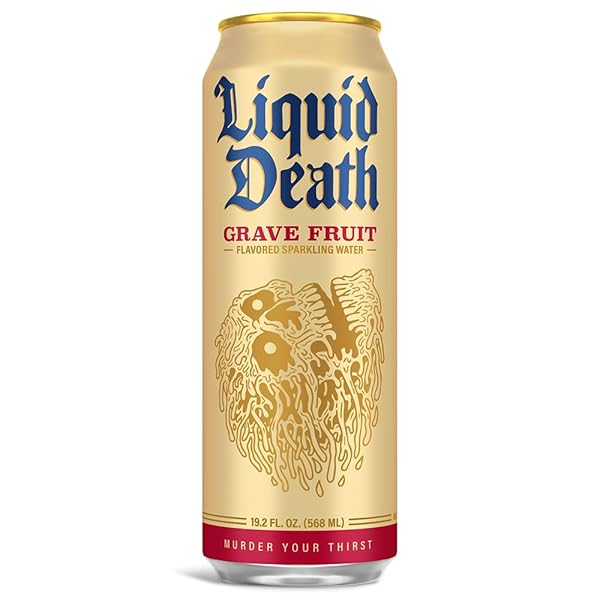 LIQUID DEATH, GRAVE FRUIT, GRAPEFRUIT-FLAVORED SPARKLING WATER, 8-PACK (19.2OZ CANS), LOW CALORIE & NO ARTIFICIAL SWEETENERS