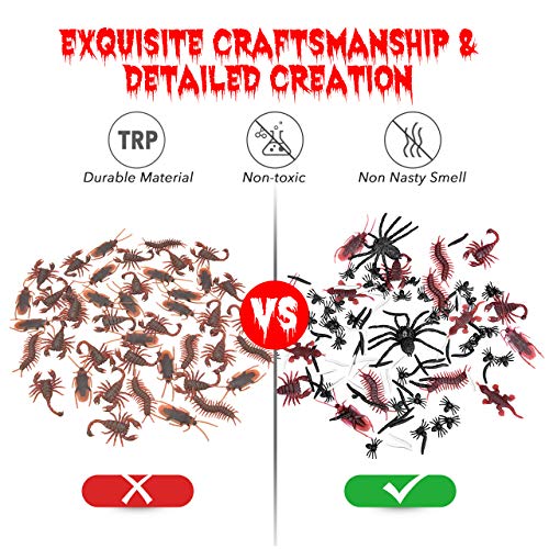 image for VIVREAL Halloween 120 Pieces ABS Realistic Bugs, 8 Kinds Fake Assorted