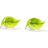 Green Leaf Earrings Stud for Women S925 Sterling Silver Post Pin Sleeper Ear Tiny Cute Tragus Earrings Hypoallergenic Minimalist Simple Summer Leaf Jewelry Gift