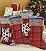 AtRenty Christmas Stockings Large 18 inches 4 Pcs Kits - Xmas Stockings Burlap with Large Plaid and Plush Faux Fur Cuff for Family Holiday Party Decorations