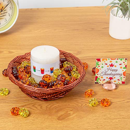 AiFanS Acrylic Pumkin for Thanksgiving Decoration,Table Scatter or Vase Fillers(Yellow,Orange,Brown,1 Inch,90 Piece)