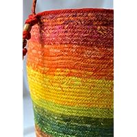 Rustic Batik Tote Basket, Gorgeous Batik Tote Bag, Picnic Basket, Gift Basket, Earth Tone Ombre Bin, Towel Holder, Beautiful Knitting Basket