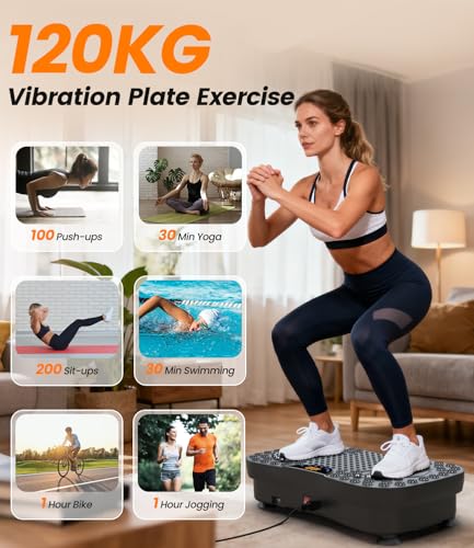 Vibrating Slimming Platform 200 W, 120 Levels, Remote Control, Load Capacity 120 kg – Vibrating Platform for Leg Circulation, Muscle Firming and Recovery – Ideal for Home