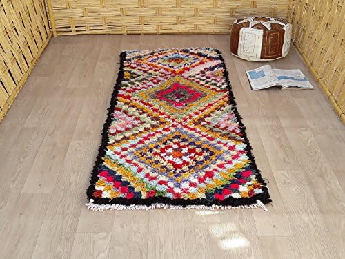 Boucherouite Rug Moroccan Azilal Handmade Berber Rug Kilim Rug Teppich Tapis 5'5" x 2'4"