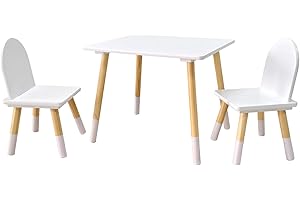 Asweets Kids Table with 2 Chairs Set for Toddlers, Boys, Girls, 3 Piece Kiddy Table and Chairs Set, Suitable for Classroom,Home,Nursery,Playroom(Snow White)