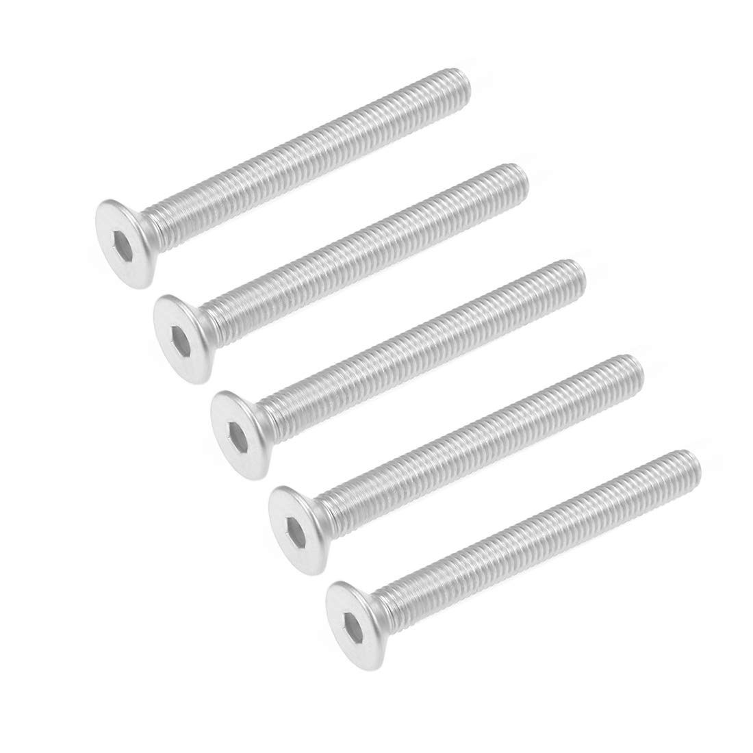uxcell M8x70mm Flat Head Machine Screws Inner Hex Screw 304 Stainless Steel Fasteners Bolts 5Pcs