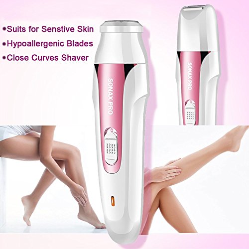 Hair Removal for Women 5 in 1 USB Rechargeable Hair Epilator Waterproof Lady Shaver Facial Hair Remover Women's Personal Groomers for Face Eyebrow Nose Armpit Bikini Arm Legs (Pink)
