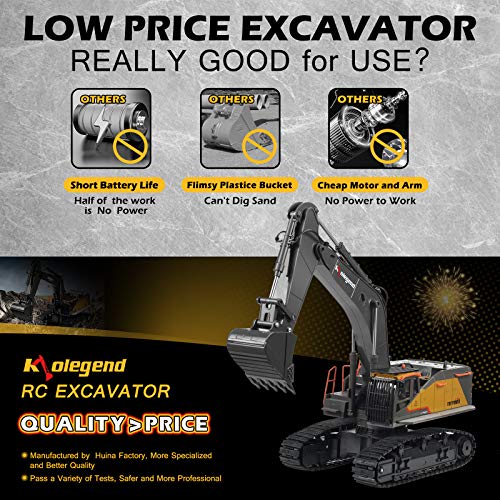 kolegend Remote Control Excavator Toy 1/14 Scale RC Excavator, 22
