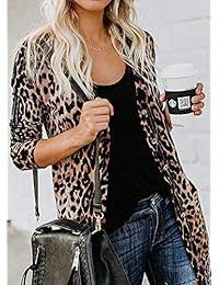 Camisa de mujer con estampado de leopardo, ligera, con botones, con capucha, con bolsillos en W (S-2XL)