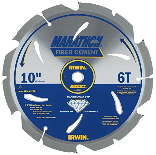 Irwin 4935624 Marathon 10" x 6-Tooth PCD Fiber Cement Circular Saw Blade