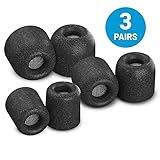 Comply Isolation Plus Tx-100 Memory Foam Earphone Tips with WaxGuard for Etymotic, Klipsch, Shure, Westone & More, Noise Cancelling Soft Replacement Earbud Tips, Secure Fit (S/M/L, 3 Pairs)