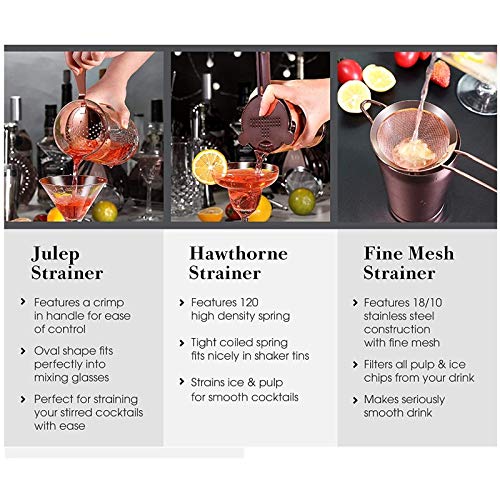 NXYJD Cocktail-Shaker-Herstellungs-Set, 11pcs Bartender-Kit für Mixer-Wein-Edelstahl-Bars-Tool, Home Drink Partyzubehör… – Bild 6