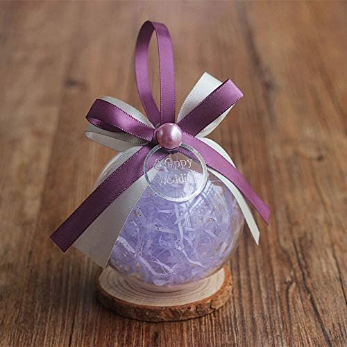 EVEYYTG 20pcs/bag Plastic bag crystal ball wedding Candy Box transparent packaging gift box baby shower boy girls Event Party Supplies,purple 20pcs,Diameter 7.2cm
