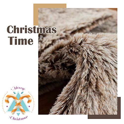 GMOEGEFT Christmas Stocking 20.5 Inches Brown Plush Faux Fur Xmas Tree Holiday Decorations Ornaments