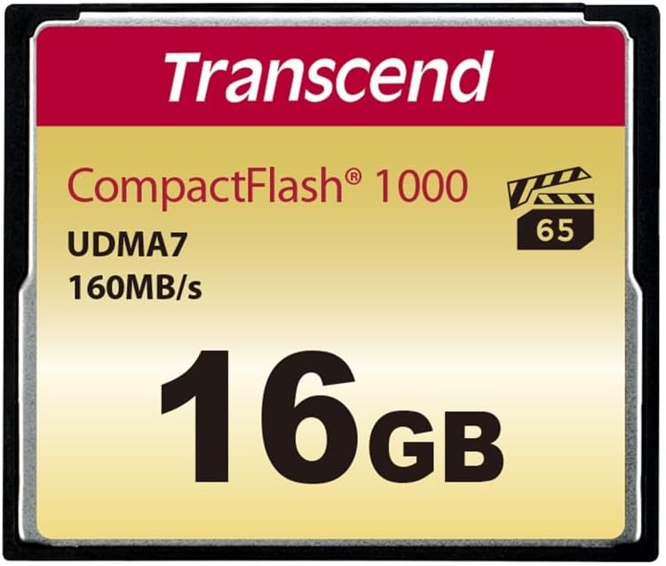 Transcend 16GB CompactFlash CF 1000 Memory Card 160MB/s U-DMA 7 4K UHD Video